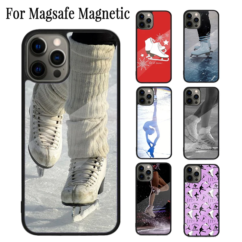 Figure Skating Ice Skating Magnetic Phone Case Coque For iPhone 16 15 14 Plus 13 12 Mini 11 Pro Max Magsafe Wireless Cover