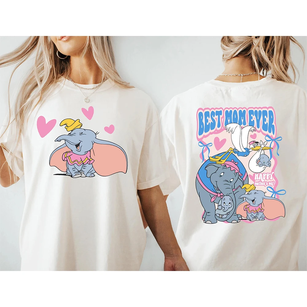 2025 ديزني جديد المرأة عادية موضة مريحة تي شيرت أفضل أمي على الإطلاق دامبو قميص ديزني دامبو ماما تي شيرت WDW Moms رحلة المحملة