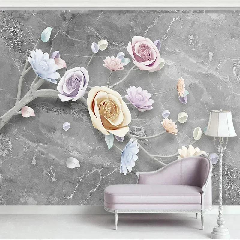 

Custom Murals Wall Cloth 3D Pink Flower Photo Wallpapers Study Restaurant TV Backdrop Decor Wall Poster Fresco Papel De Parede