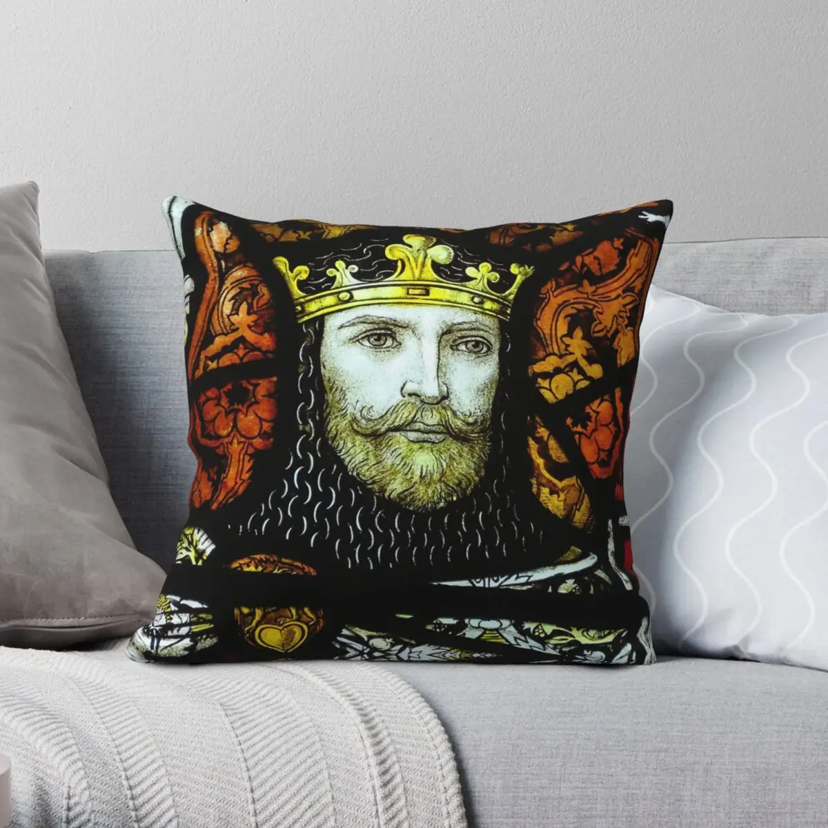 Richard The Lionheart Square Pillowcase Polyester Linen Velvet Creative Zip Decorative Sofa Seater Cushion Cover 18