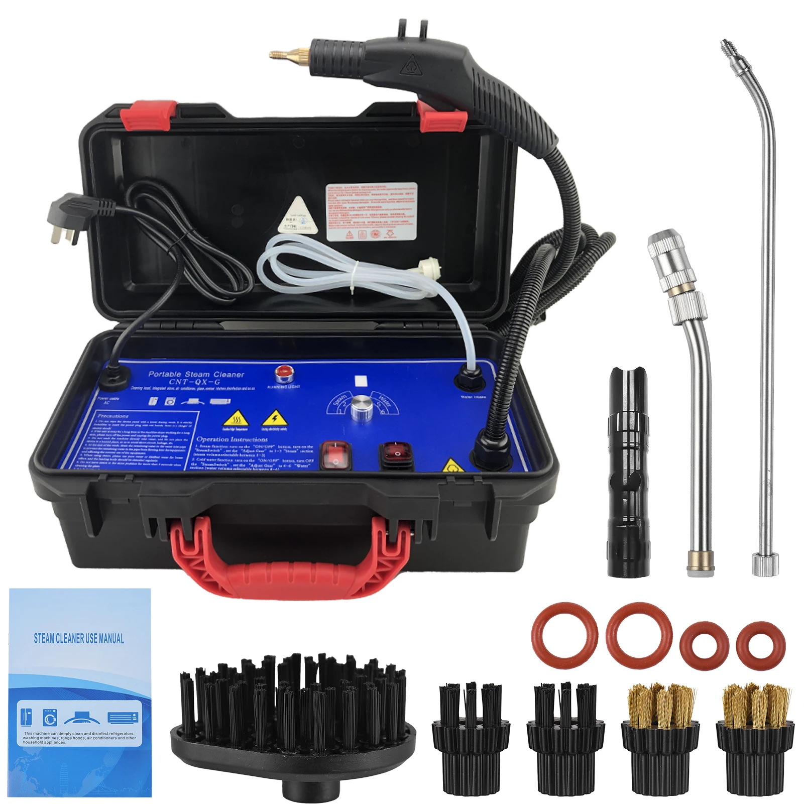 

Пароочиститель под давлением, сверхмощный портативный пароочиститель с голосовой трансляцией, 3-ступенчатая регулируемая пара с холодной и горячей водой и мини-фонариком