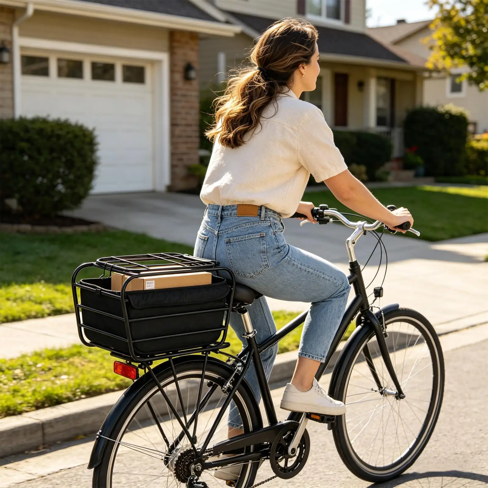 Heavy Duty Large Capacity Bike Basket For Bike Rear Organizer Basket For Dog For All-Weather Road Cycling City Riding Commuting view 2