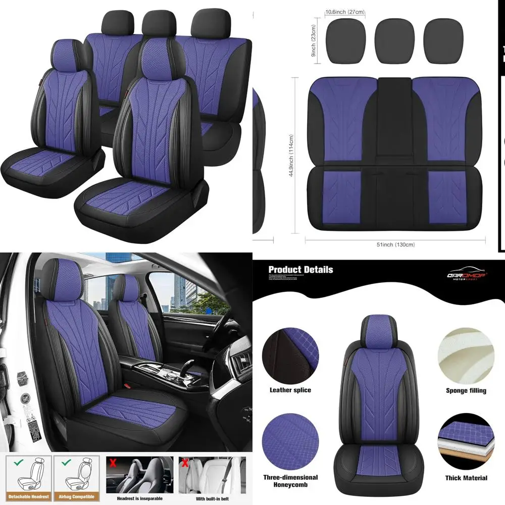 

Universal Breathable 3D Foam Car Seat Covers Set, Comfortable for Cars, Trucks, SUVs, 5-Seat Black/Blue