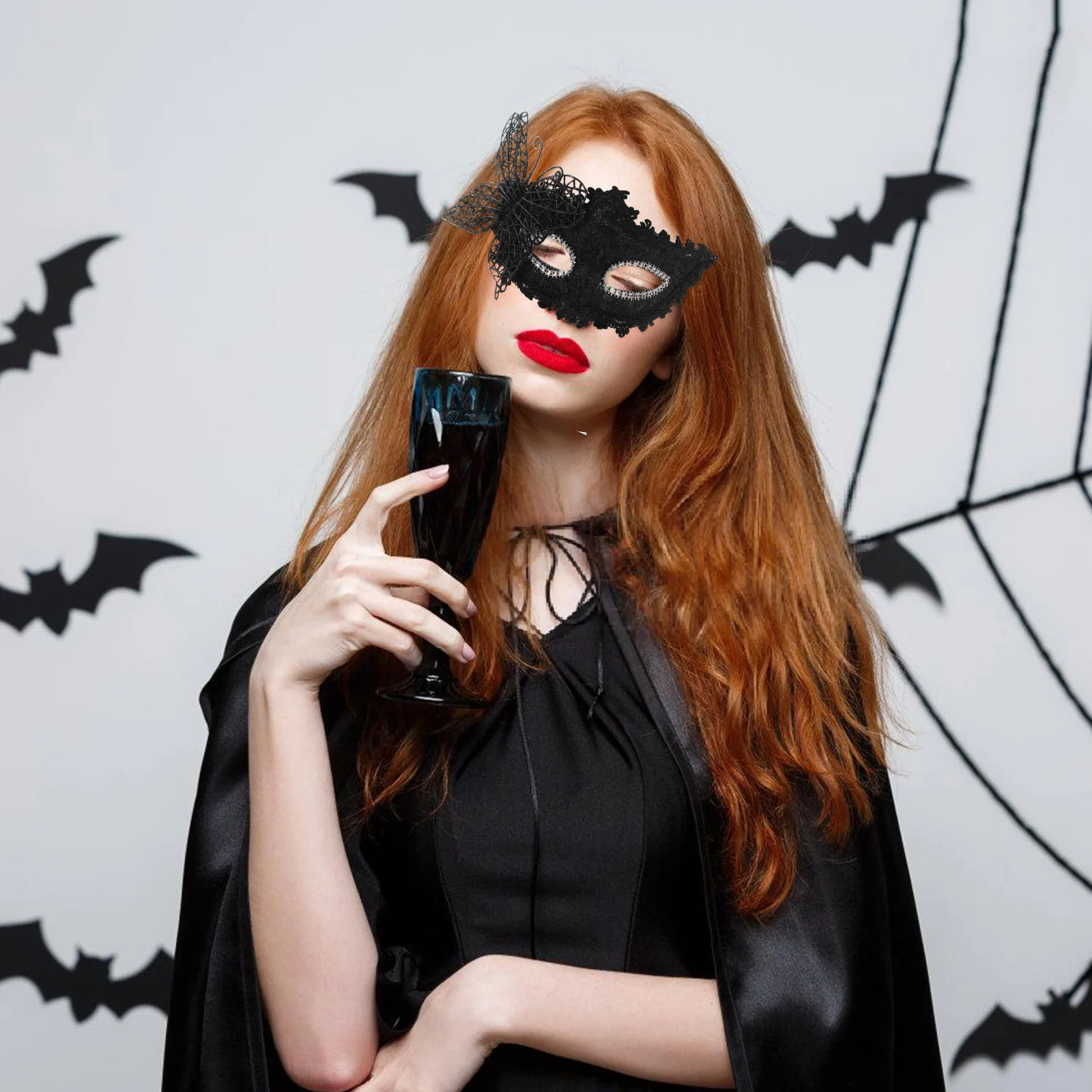 

Half Face Masquerade Mask Lightweight Secure Fit Halloween Party Mask for Women Cosplay