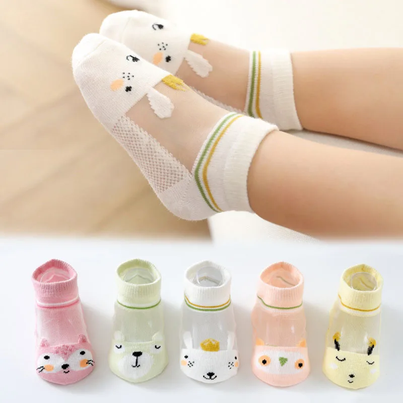 

5 пар носков для девочек, дышащие детские носки с рисунком животных, летние носки