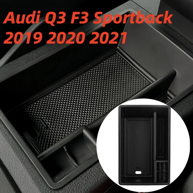 

Car ABS Central Armrest Storage Box Tray Case Holder for Audi Q3 F3 Sportback 2019 2020 2021 Container Organizer Accessories