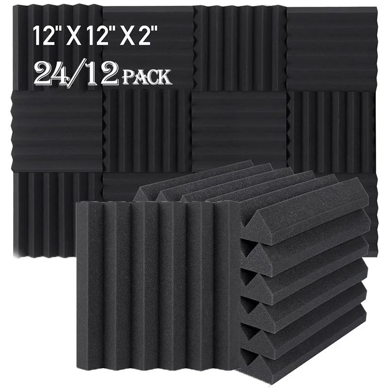 

12/24/Pcs 30x30x5cm Studio Acoustic Foam Panels SoundProofing Wall Panel Sponge Pad Absorption Treatment Wall KTV Room Decorate