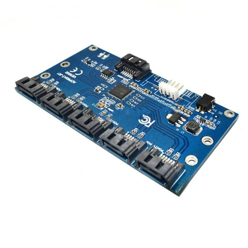 SATA Expansion Card 1 to 5 Port SATA3.0 Controller Card Motherboard SATA Port Multiplier Riser Card HUB Adapter for HDD Computer