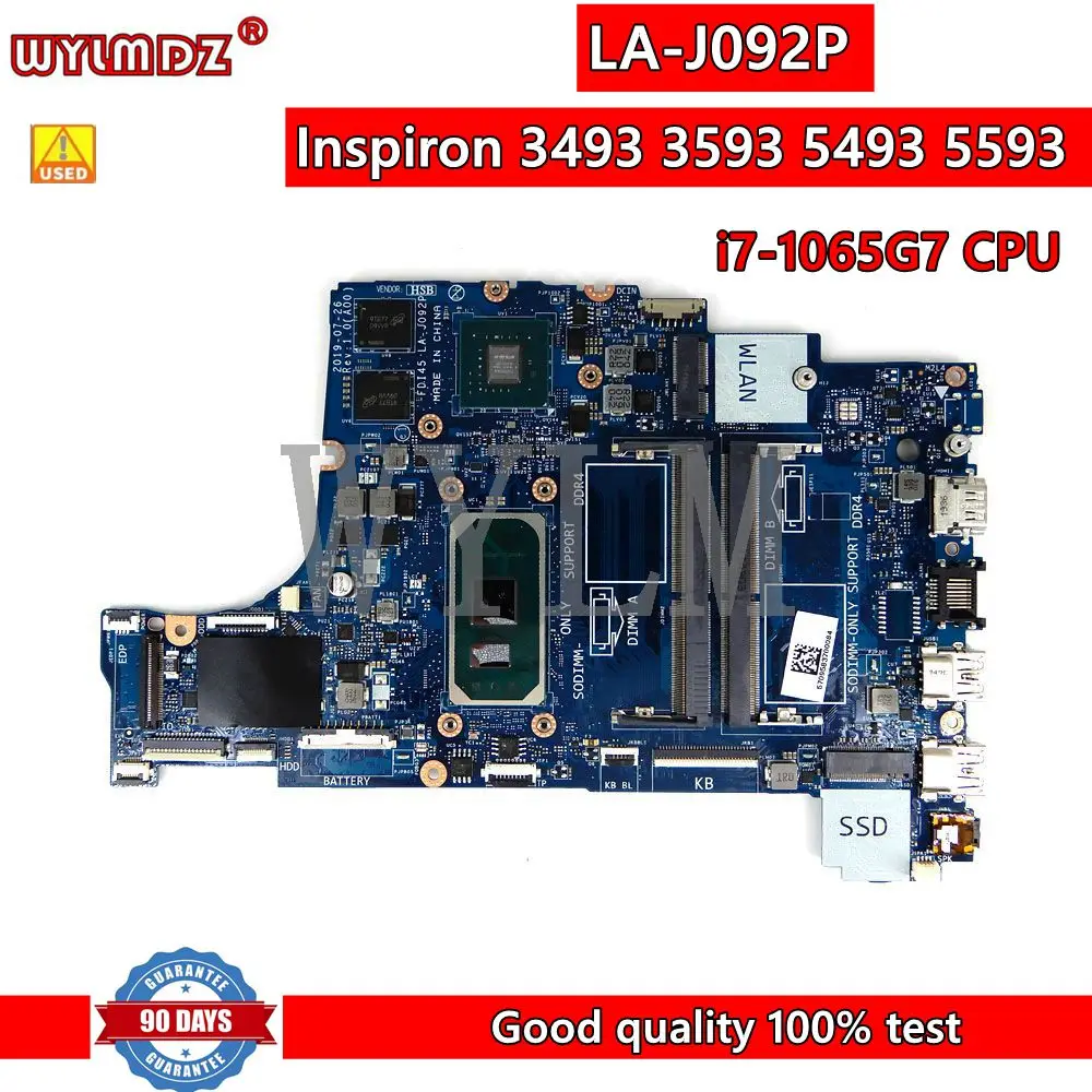 FDI45 LA-J092P i7-1065G7 CPU Mainboard For Dell Inspiron 3493 3593 5493 5593 Laptop Motherboard Tested Working