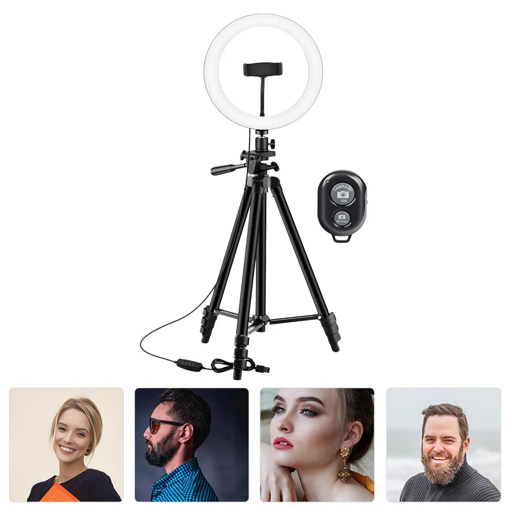

1Set LED Ring Light Universal Round Lamp Black Adjustable Handle Three Modes Photography Video Makeup Selfie Fill Light