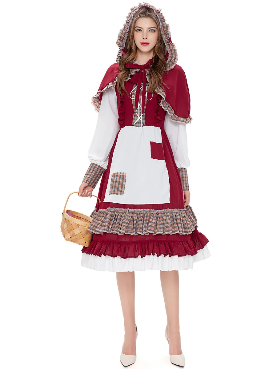 

Halloween Fairy Tale Little Red Riding Hood Role Play Cos Stage Performance Costume Women's Ethnic Stage Performance Outfit