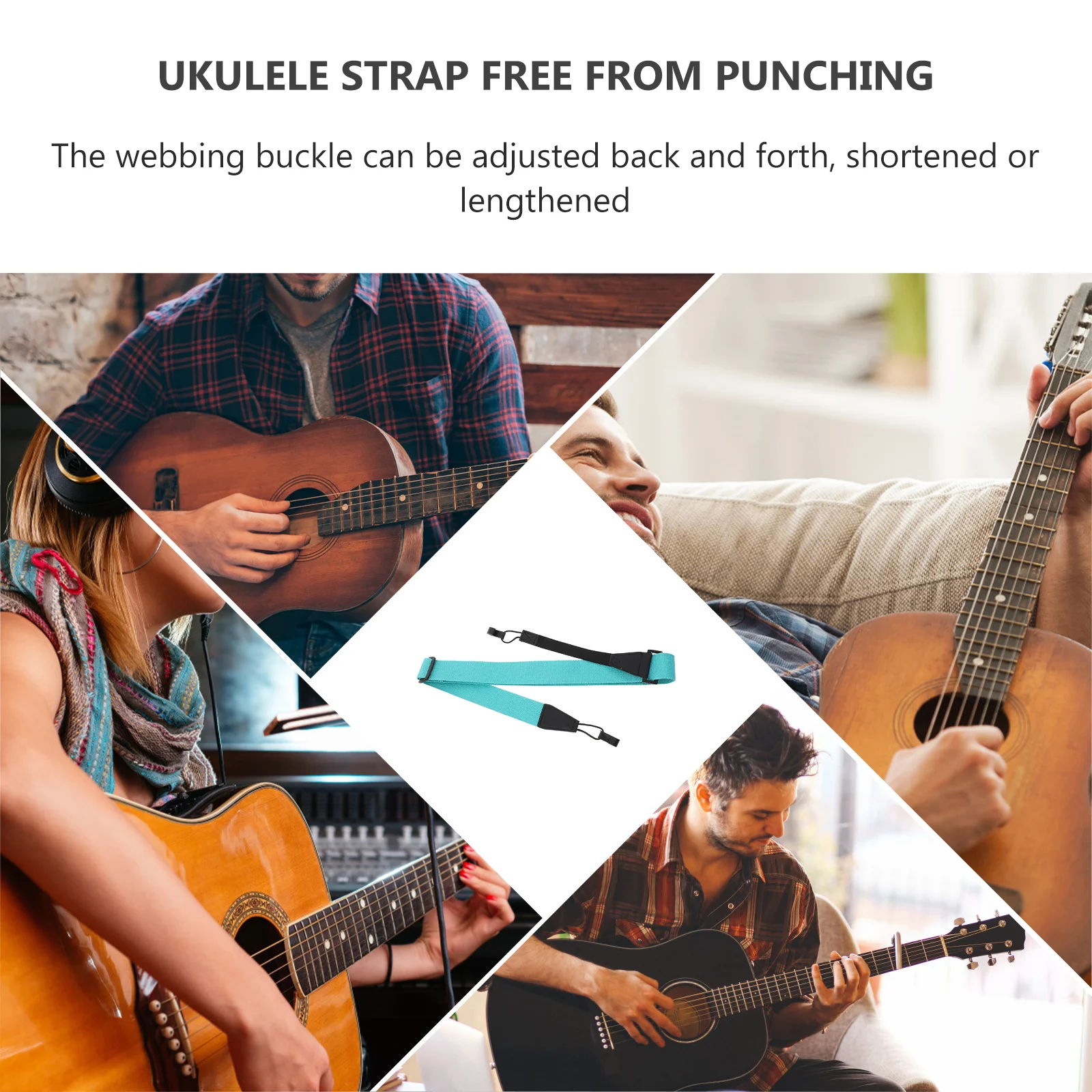 

Ukulele Strap No Drill Clip Kids Neck Straps Guitar Universal Belt Bass Accessories Durable Simple Practical Lightweight