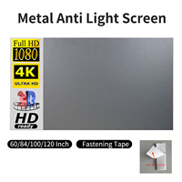 120 inch Portable Metal Projector Screen Anti Light Movie Screen 16:9 3D 4K 1080P HD Foldable Projection Screen Easy to Clean