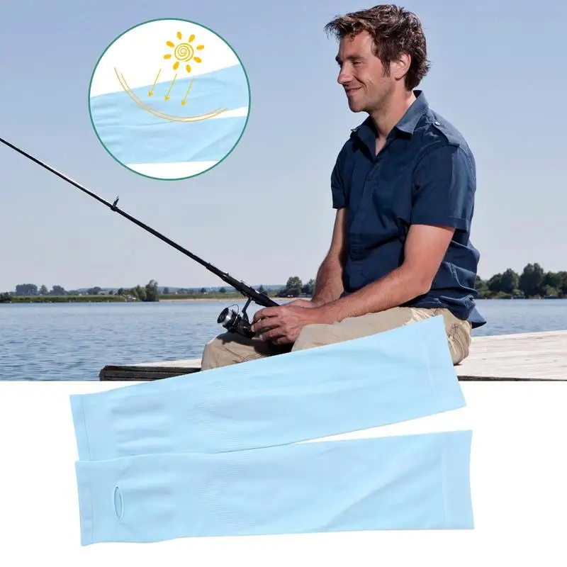 Penutup Lengan Pendingin Uniseks Olahraga Lari Perlindungan UV Matahari Luar Ruangan Pria Memancing Bersepeda Lengan Lengan Sutra Es Sejuk