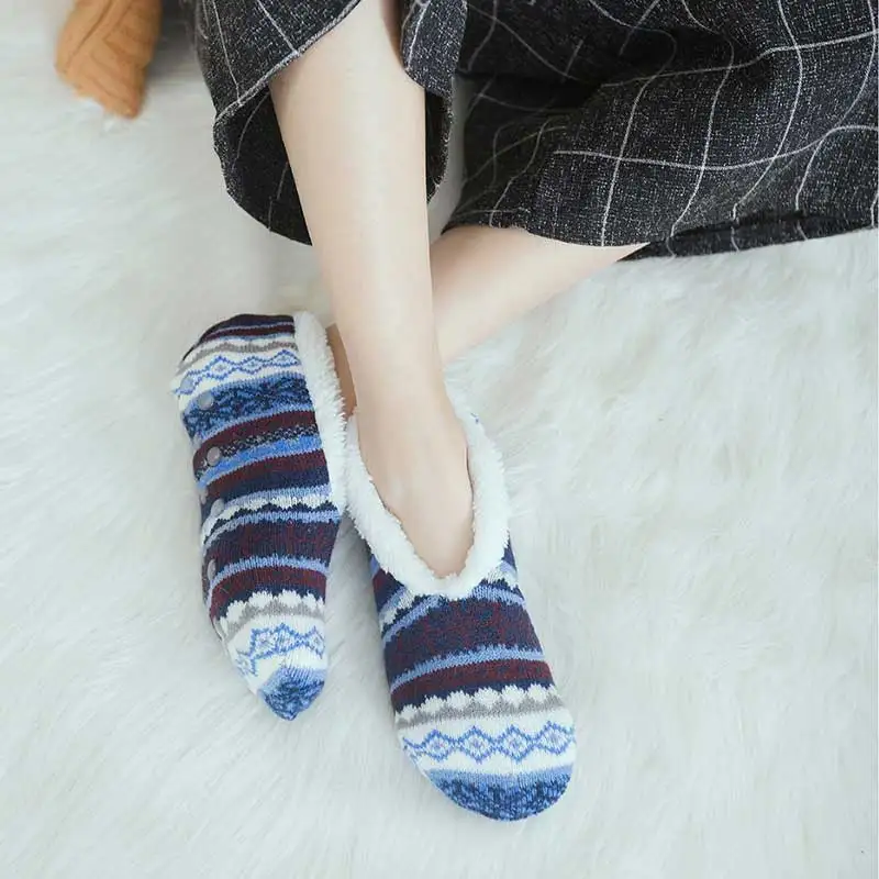 Winter stocking with fleece thickening warm American cashmere floor socks slipper socks home indoor non-slip shoe cover