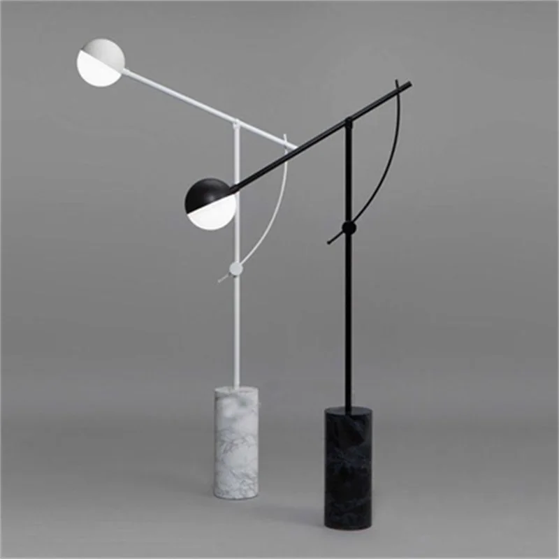 

OUFULA Nordic Vintage Floor Lamp Modern Simple Black LED Standing Marble Decor for Home Living Room Study Reading Light