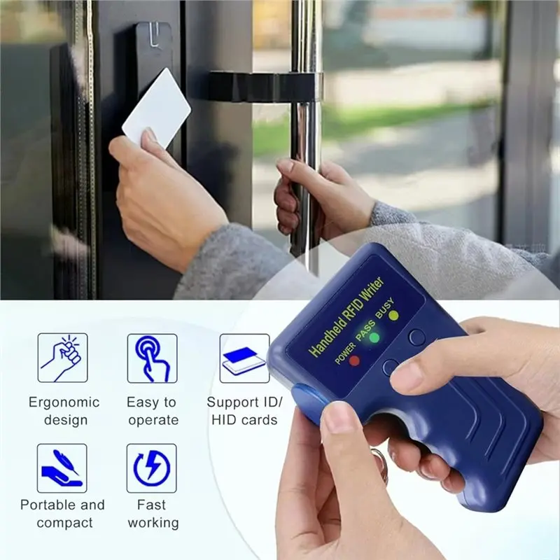 

Клонер ID-карт AA84, портативный комплект для записи RFID-меток 125 кГц, дубликатор ID AWID и HID + 5 белых карт + 5 перезаписываемых брелоков HID