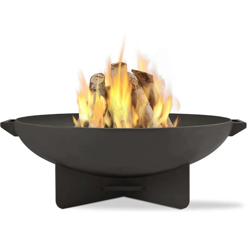 

Anson 36” Round Patio Wood Burning Outdoor Fire Pit, Heavy-Gauge Steel Fire Pit for Backyard, Porch, Deck, Camping. Includes Sp