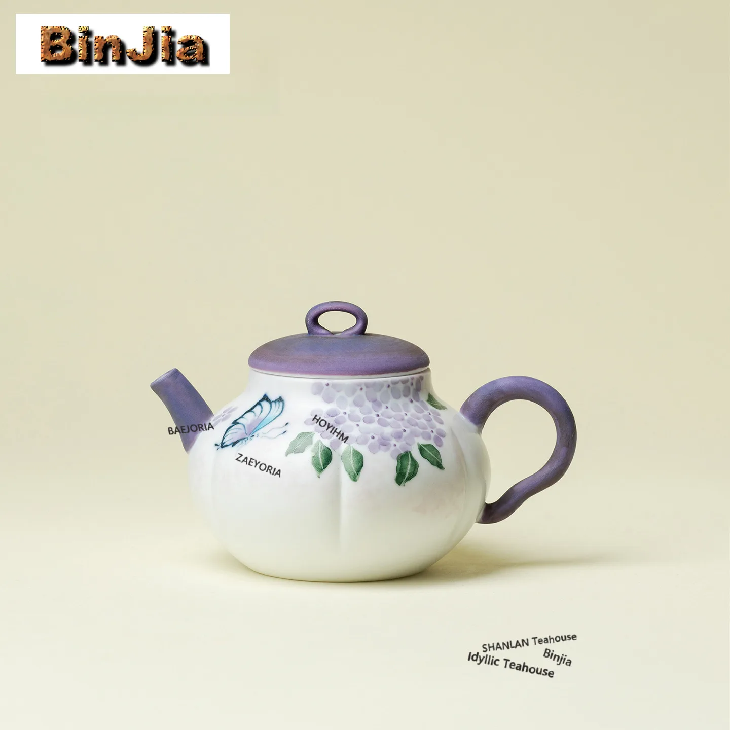 110ml Hand-painted Floral Butterfly Teapot Handmade Tea Infuser Pot Tea Brewing Kettle With Strainer Oolong Tea Cafes Collection