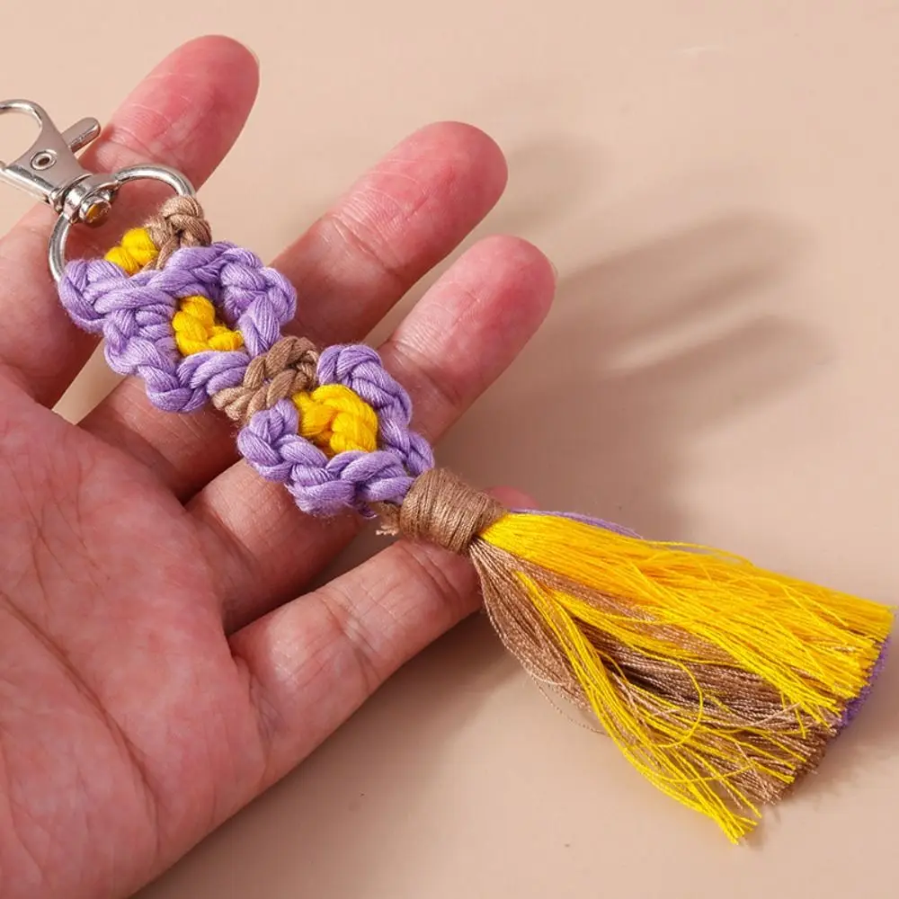 Porte-clés fleur tricoté à la main pour bracelet de téléphone, pendentif de sac tissé à la main, accessoires d'artisanat de bricolage, pompons de fleurs