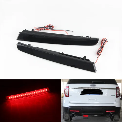 2x humo/lente roja LED Reflector de parachoques trasero luz para Ford Explorer 2011 2012 2013 2014 2015 lámpara antiniebla de freno trasero accesorios de coche