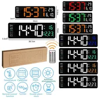 16 13 Inch Large Wall Clock Remote Control Memory Electronic Clock 10 Level Brightness LED Digital Clock Dual Alarms Table Clock