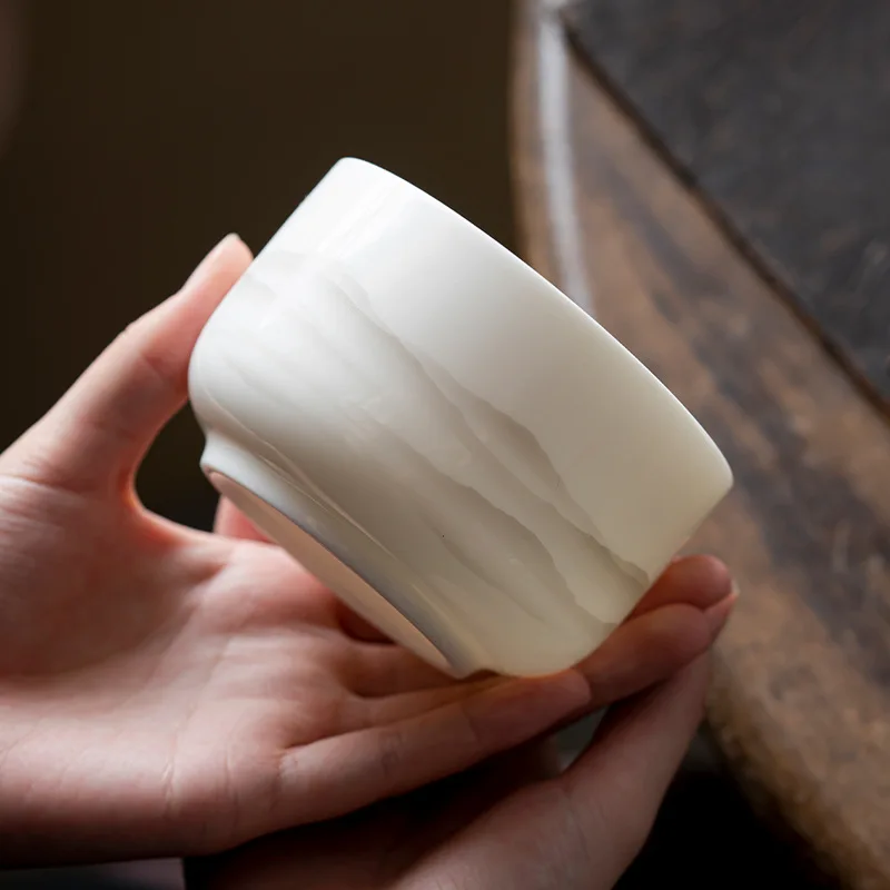Mutton Fat Jade White Porcelain Tea Wash Chinese Ink Landscape Kung Fu Tea Accessory Water Bowl