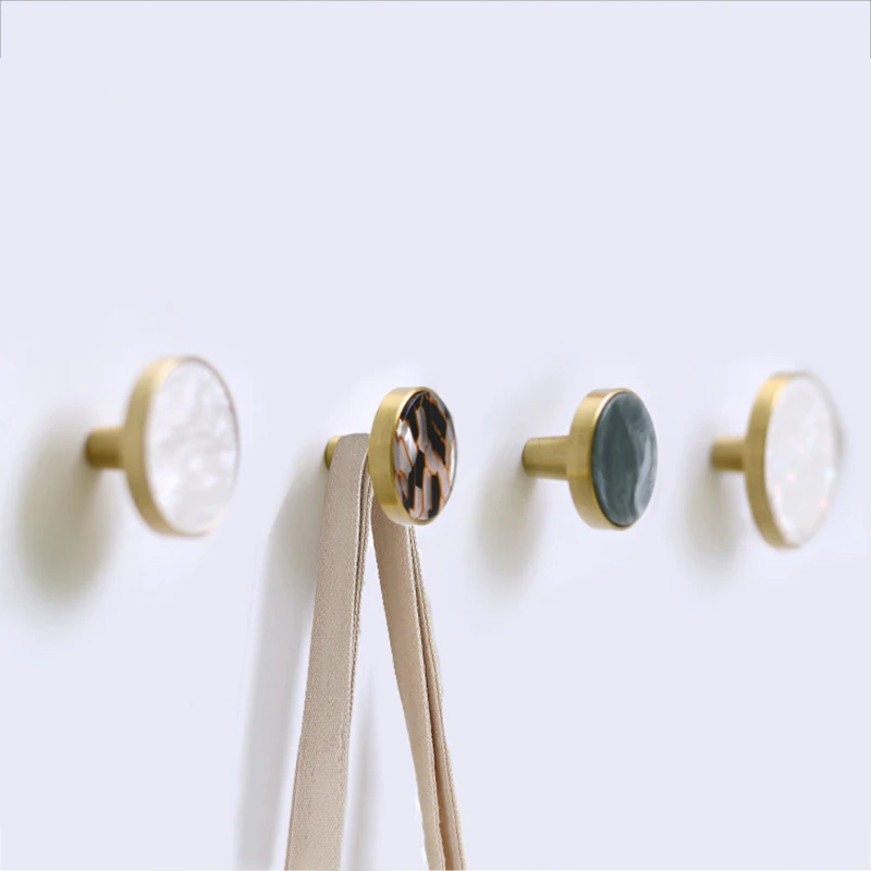 Beicai Brass Hooks Nordic Pastoral Gold Cabinet Knobs Bathroom Kitchen Hallway Clothes Wall Hangings Hooks Furniture Knobs