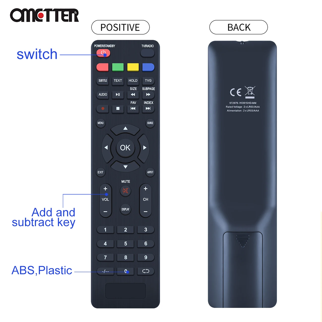 For HIGH ONE HIGHONE 965364-HI5503UHD-MM 964713-HI2402HD-MM 972979-HI3915HD-MM Smart LCD TV Remote Control