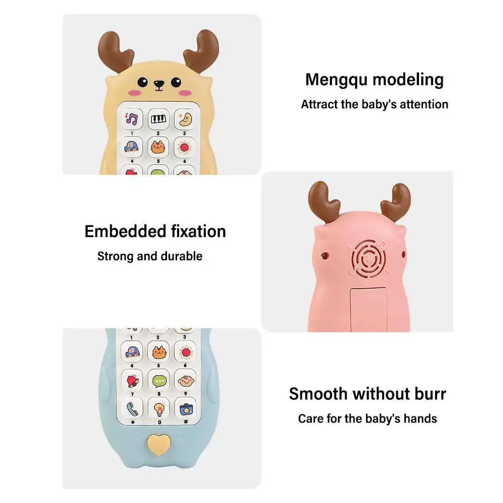 Cartoon Music Sound Baby Phone Toy with Teether Deer/Giraffe Style Telephone Sleeping Toys Early Educational Toy Gifts