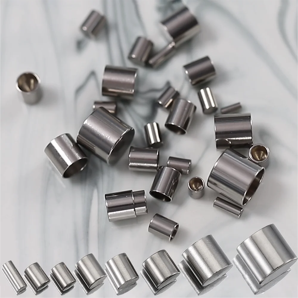10pcs Stainless Steel Fold Over Crimp Ends Cord Fastener End Caps for Leather Bracelets Necklaces DIY Jewelry Findings Wholesale