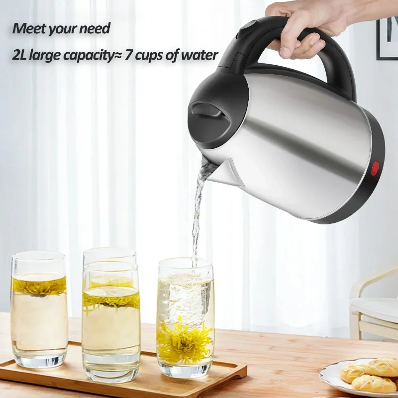 304 Stainless Steel Electric Kettle Portable 2L Coffee Pot Electric Water Heater Teapot 1500W Automatic Power Off kettle Home