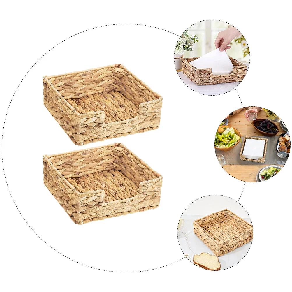 2 Pcs Calabash Tissue Box Napkin Storage Rack Holder Woven Paper Stand Napkins Guest Vanity Tray Towel For Bathroom