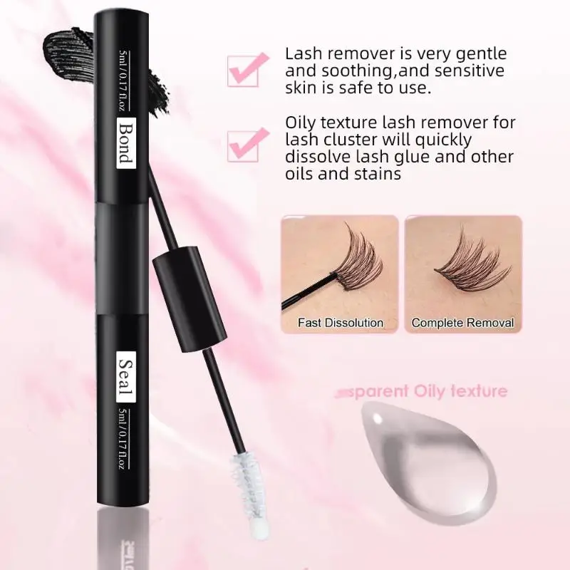 1PCS 2 In 1 Bond And Seal/Lock Waterproof Fast Drying Glue And Sealer Dual-Ended Eyelash Glue Strong Hold Cluster Lash Glue
