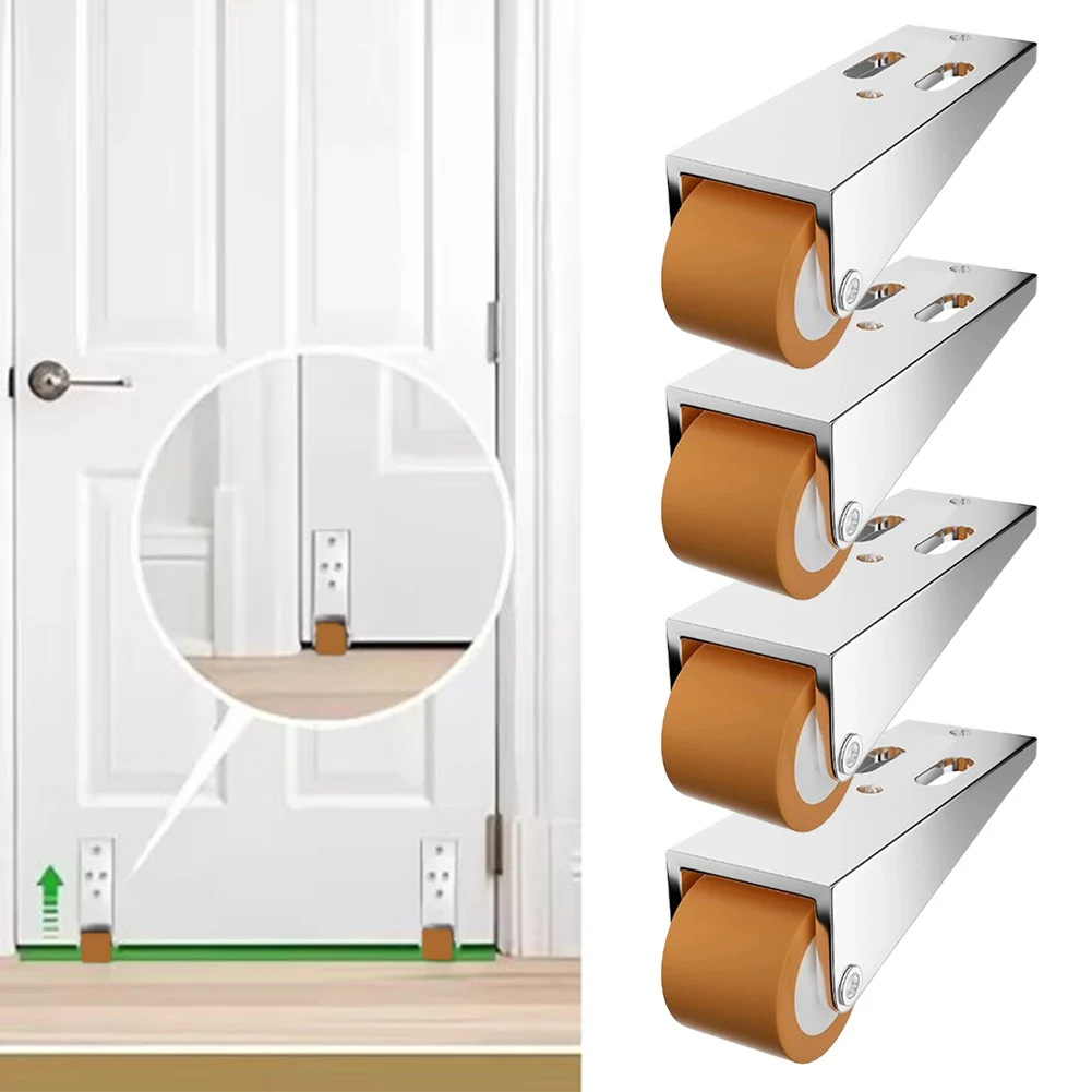 Mobile roller rubber caster wheels door bottom pulley furniture side wheel set four pieces for sliding doors and coffee tables