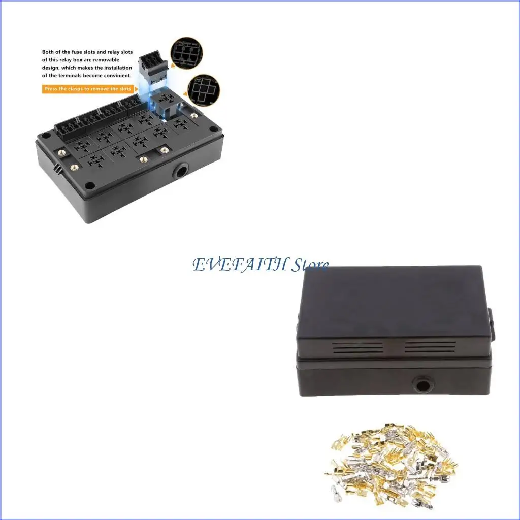 

124B Professional 12V Relays And Fuses Terminal Block Automotive Fuses Box Designed for Car Sound Lighting & Accessory Upgrades
