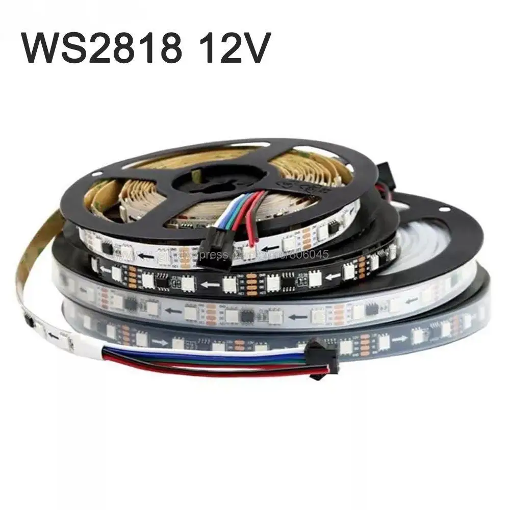 

5m DC12V (Update WS2811) WS2818 Pixel RGB LED Strip Light Addressable Dual-Signal WS2818 IC 30Leds/m 60 Leds/m Flexible Tape