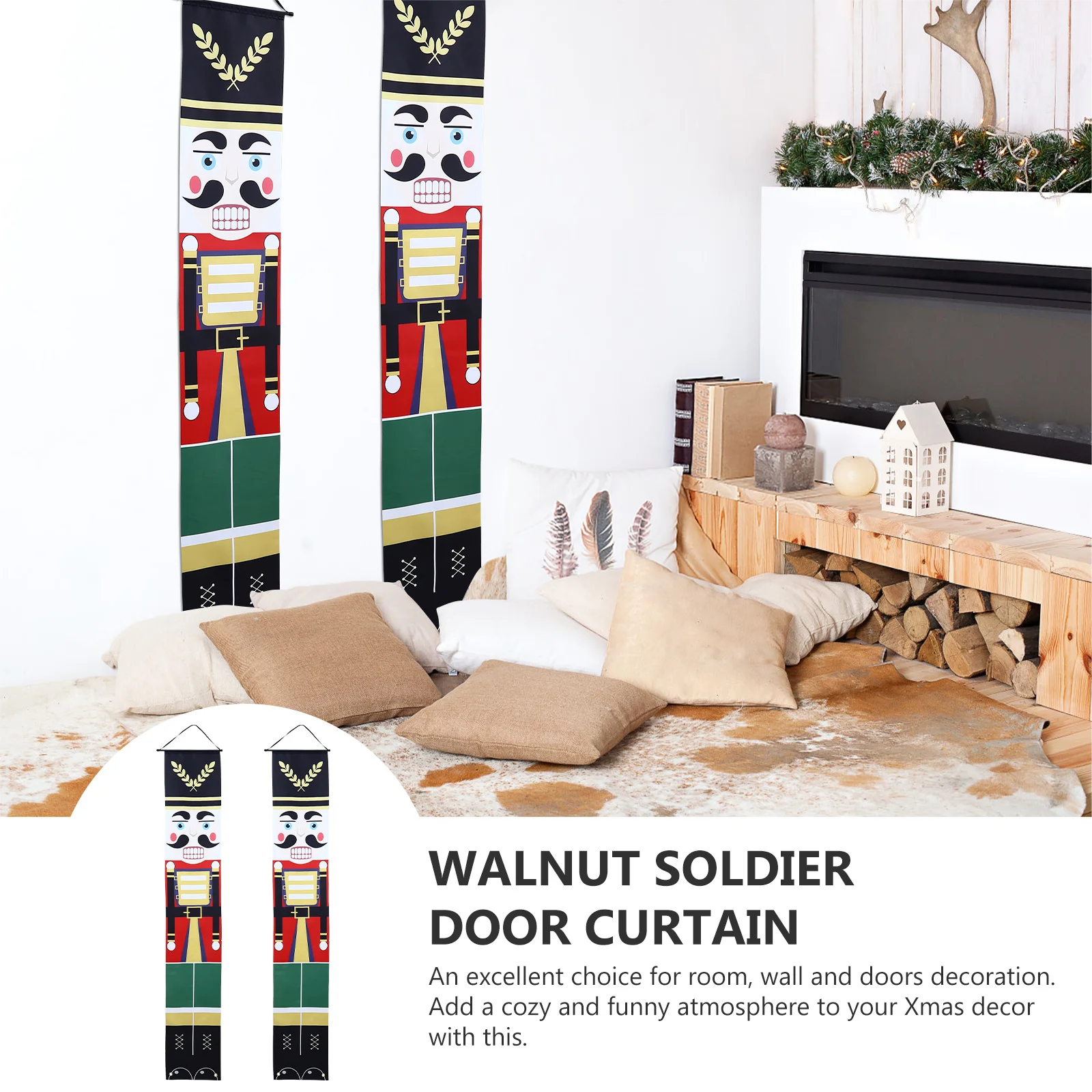 

1Pair Walnut Soldier Door Hanging Couplet Christmas Printed Couplets Use Amusing Fun Atmosphere Room Wall Decor