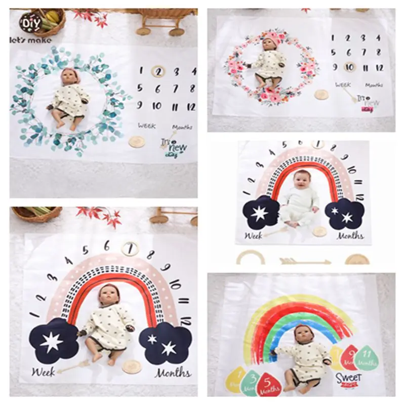 

Newborn Baby Monthly Growth Commemorative Milestone Blanket Photography Prop Background Cloth Memorial Rug Pad Baby Accessories