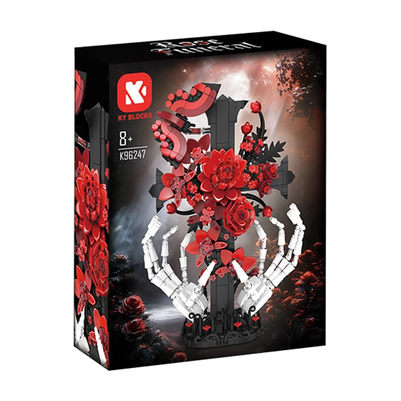 

IN STOCK K96247 MOC Rose Cross Building Blocks Model Fresh Flowers Bricks Assembling DIY Toys for Boys Christmas gift set