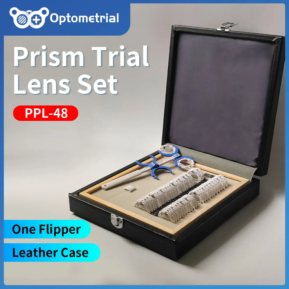 Optometry Prism Trial Lens Set with Adjustable PD 48-80MM Flipper Set| Leather Carrying Case |