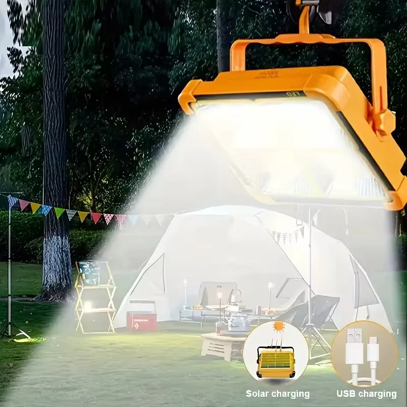 Rechargeable Solar Flood Light Outdoor Portable LED Spotlight with Adjustable Reflector IP65 Waterproof Solar Powered Lamp
