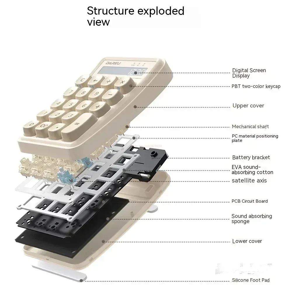 Dareu Z19 Mini Number Keypad 2 Mode Wired Bluetooth Wireless Calculators 19keys Mechanical Keypad 2 in 1 Portable Accessory Gift