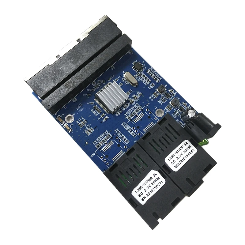 Placa de PCBA de modo único, 2F4E, 4 RJ45 y 2 puertos de fibra SC, interruptor de fibra Gigabit, 1,25G, placa 4RJ45, UTP 2, SC, Ethernet