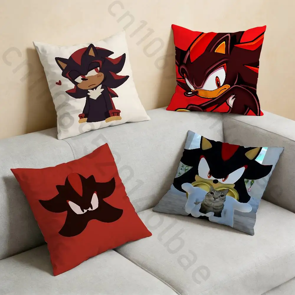 

S-Shadow the H-HedgehogS Pillow Case Square Double-Sided Printing Short Plush Sofa Cushion Cover Bedroom Bedside Pillow