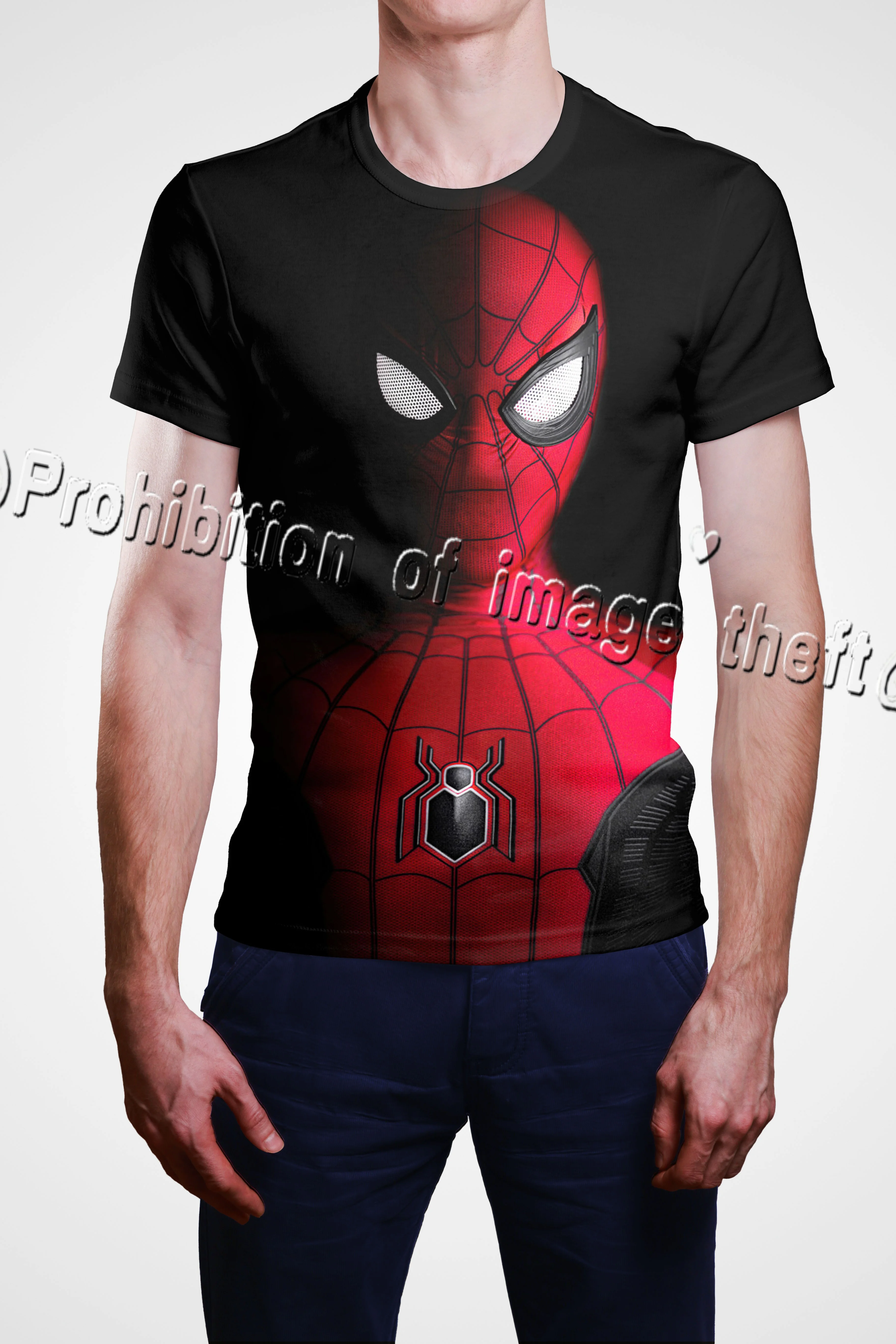 

Черная футболка с короткими рукавами и крутым принтом «Человек-паук», модный индивидуальный топ для взрослых и детей, новый летний стиль