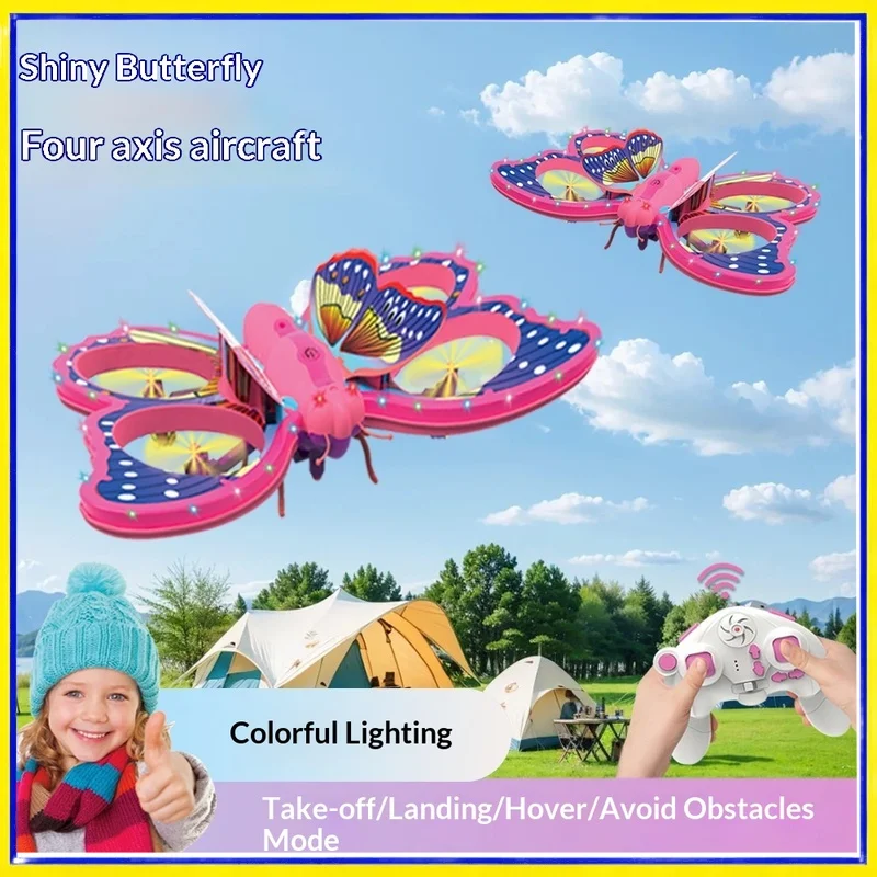 เครื่องบินบังคับวิทยุ Butterfly V40 สำหรับเด็ก โฟมควอดคอปเตอร์ 3 โหมดความเร็ว พลิกตัว 360 องศา หลบหลีกสิ่งกีดขวาง ของเล่นเครื่องบินรบสำหรับเด็ก