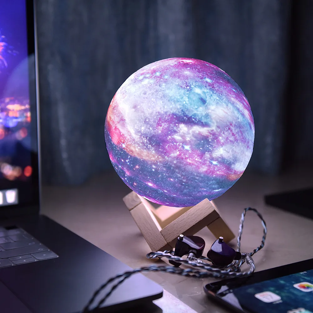 USB Charging Night Light 3D Starry Sky Painted Moon Lamp 16 Color Remote Control Galaxy Lights For Bedroom Decoration Table Lamp