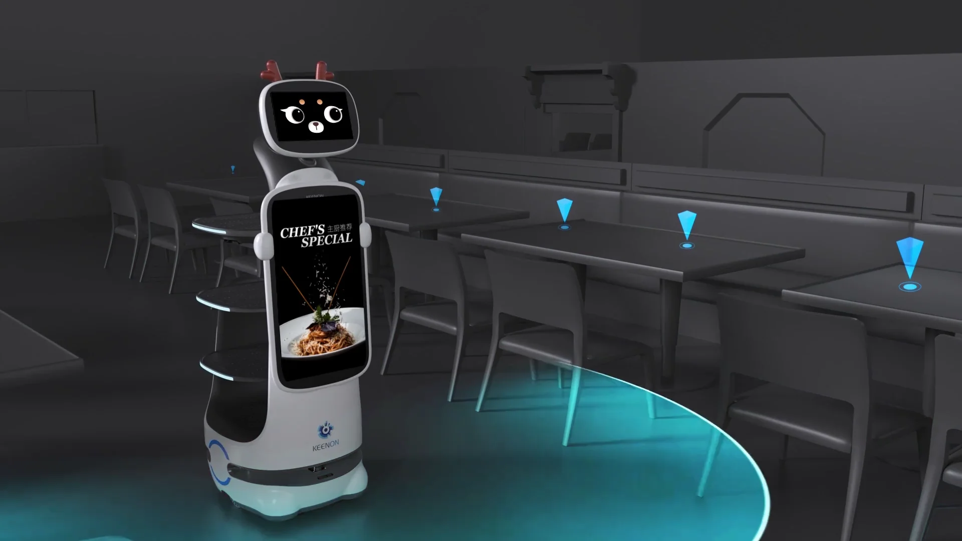 Robot Pelayan Pengantar Makanan Otomatis untuk Restoran T10