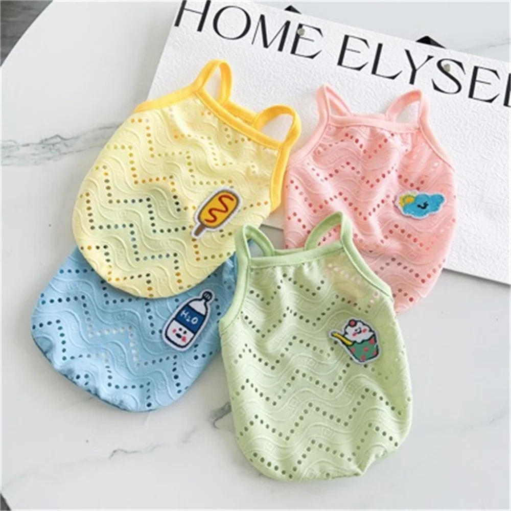 Mesh Breathable Sphynx Cat Clothes Clothing Summer Pet Camisole Vest for Cats Gotas Kitten Garfield Dog Shirts mascotas Apparel